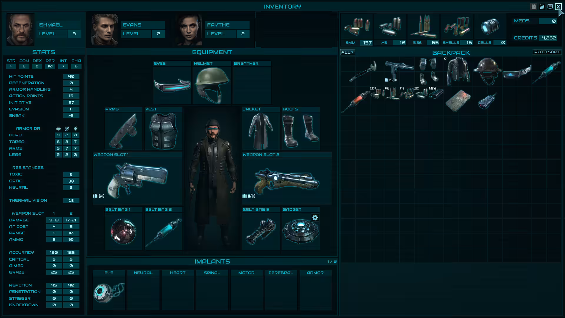 Character screen