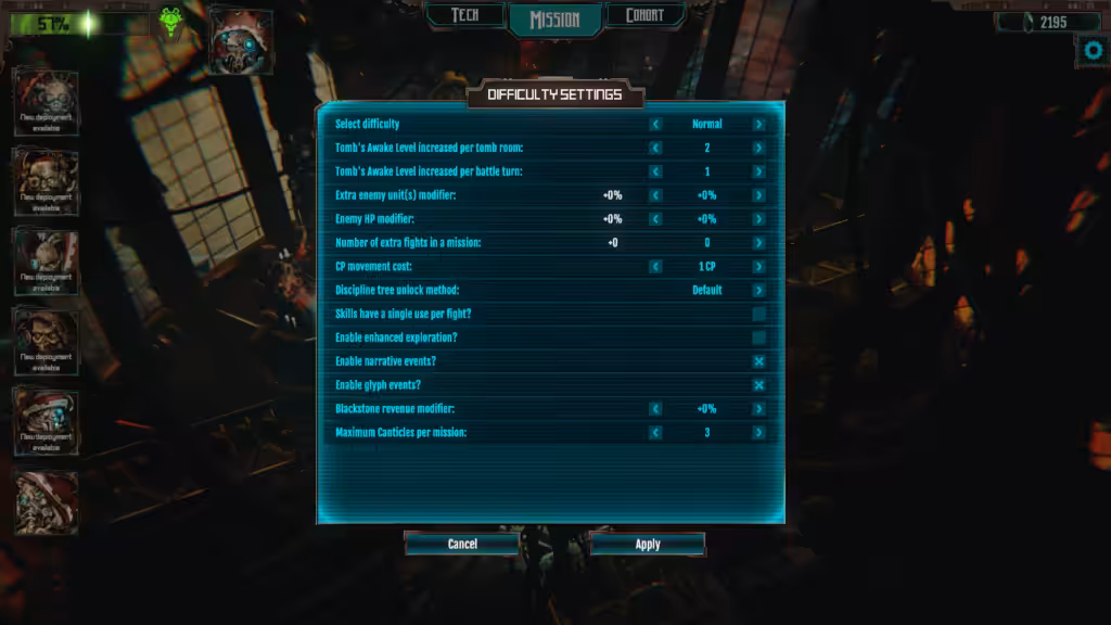 Difficulty setting