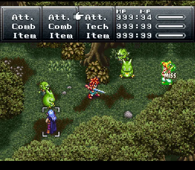 Chrono Trigger:One of the best time traveling game of all time. Great  battle system for turned based rpg. Multiple endings and colorful  characters. This game has everything. And if you feel art