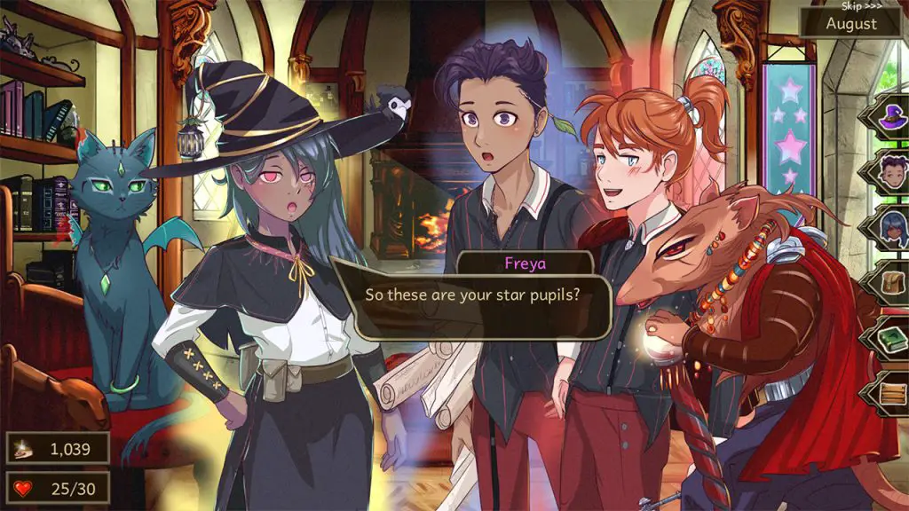 Freya: "So these are your pupils?" 
Dialogue with 3 other characters.