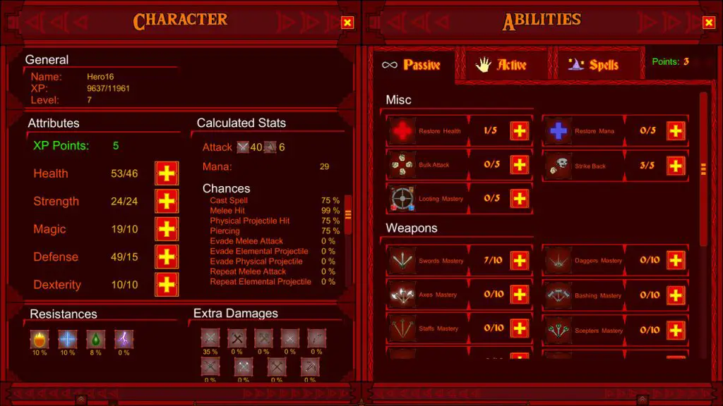 Once Upon A Dungeon II, Abilities