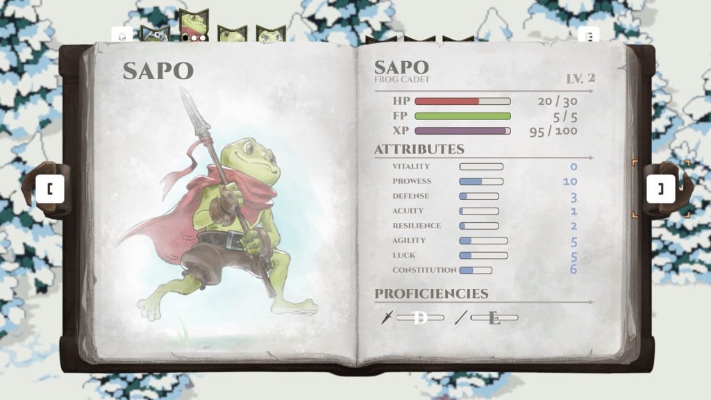 Amphibian Character Screen