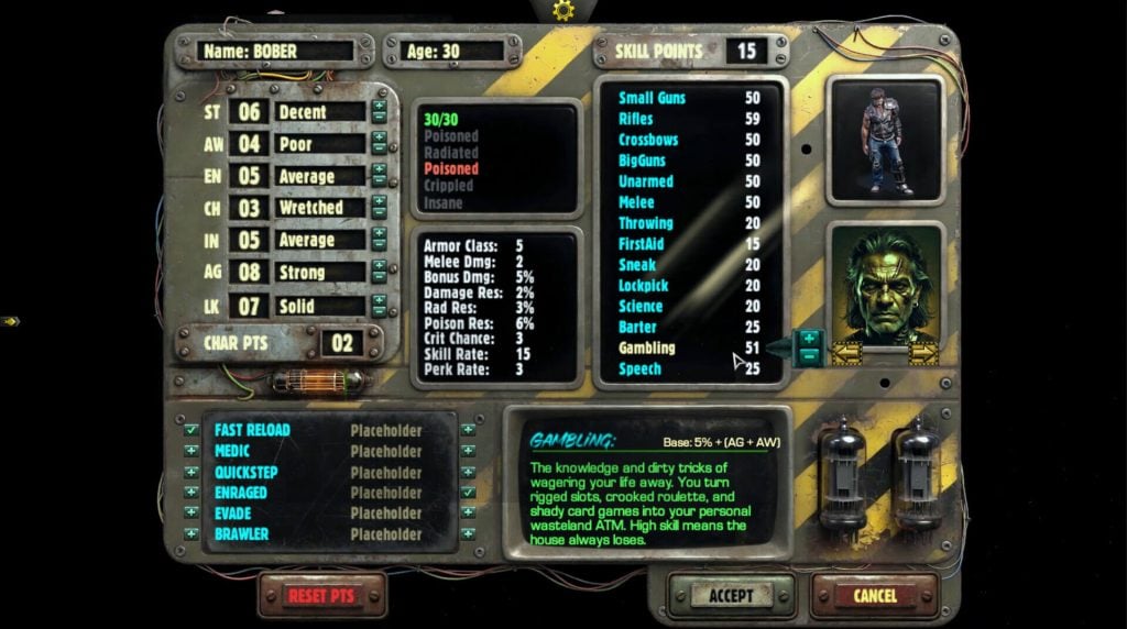 Rad New world Character sheet